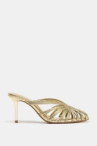 METALLIC EFFECT STILETTO HEEL SANDALS