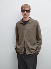 Cotton blend knit cardigan