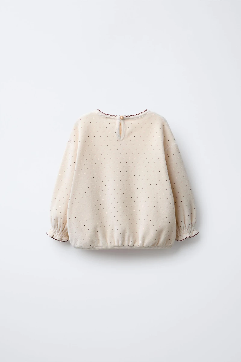 POLKA DOT VELVET SWEATSHIRT