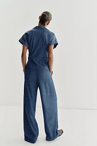 CROSSOVER WAIST WIDE LEG PANTS