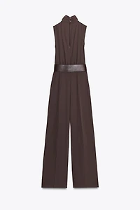 SLEEVELESS BELTED JUMPSUIT