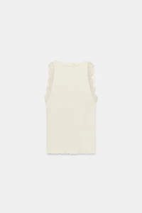 LACE RIBBED HALTER TOP