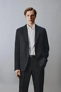 100% WOOL PLAID SUIT BLAZER