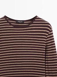 T-shirt manches longues à rayures en coton mélangé