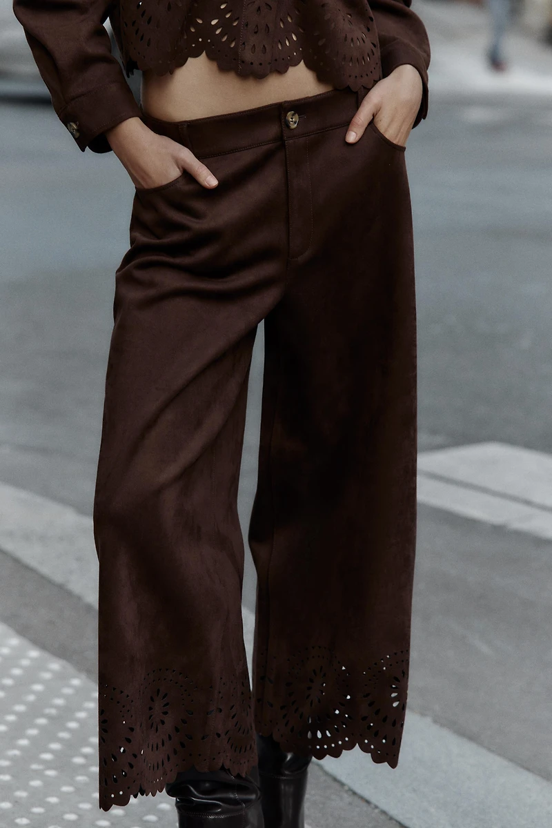DIE-CUT HEM FAUX SUEDE CULOTTES