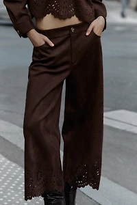 DIE-CUT HEM FAUX SUEDE CULOTTES