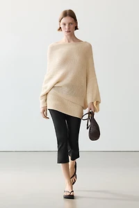Oversize asymmetric cotton and linen sweater