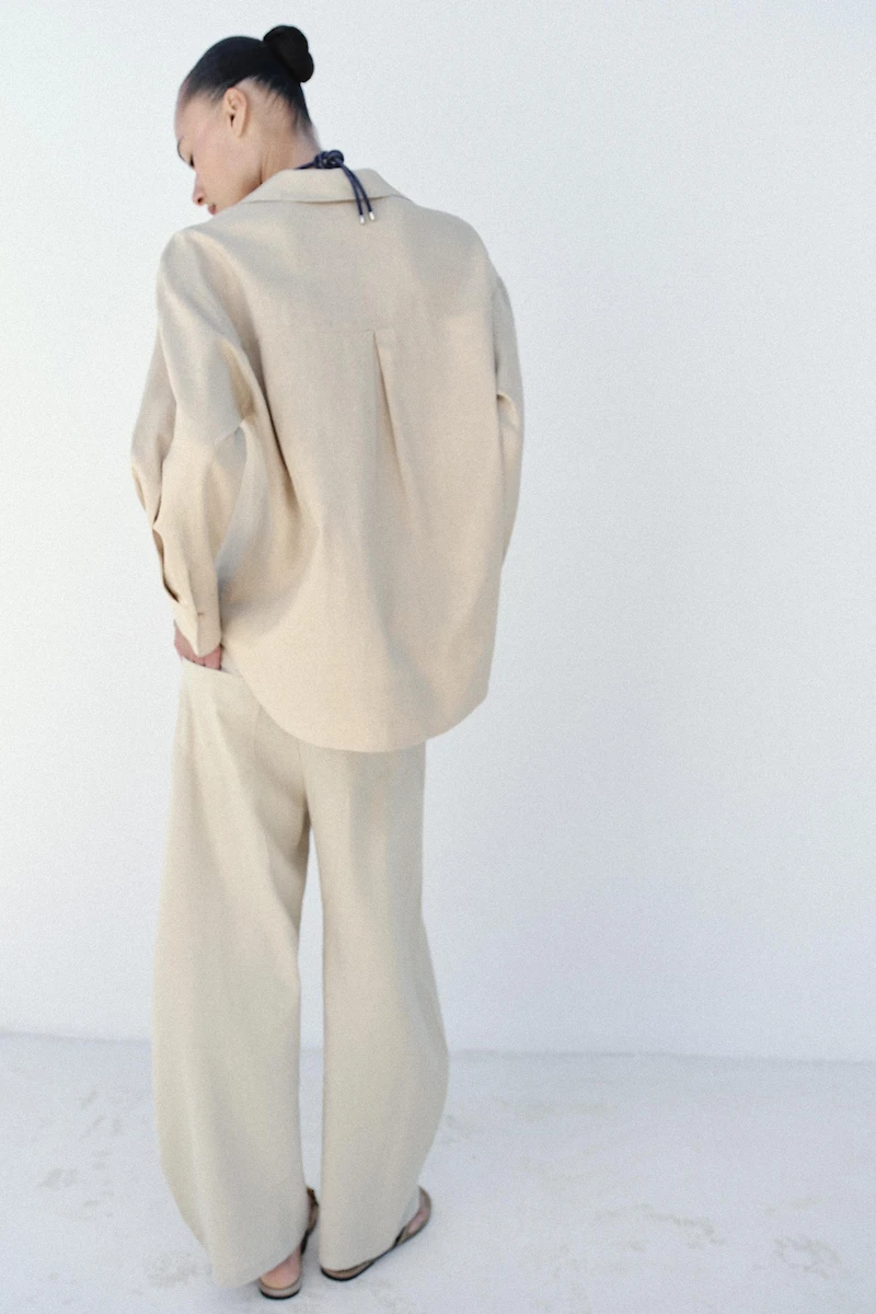 LINEN BLEND FULL CUT BLOUSE