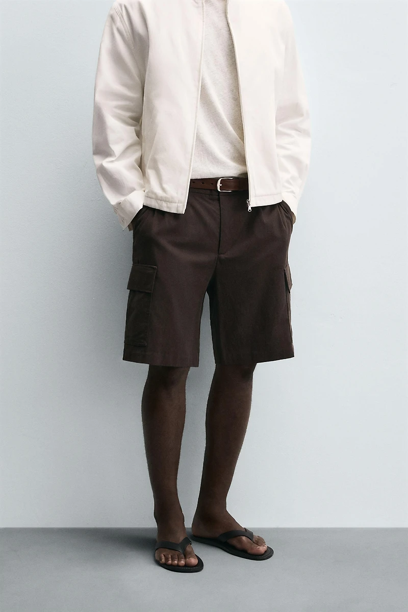 LYOCELL-COTTON CARGO SHORTS