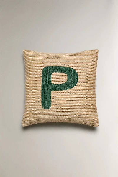 CHILDREN'S EMBROIDERED LETTER THROW PILLOW