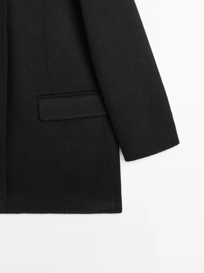 Wool blend high neck coat
