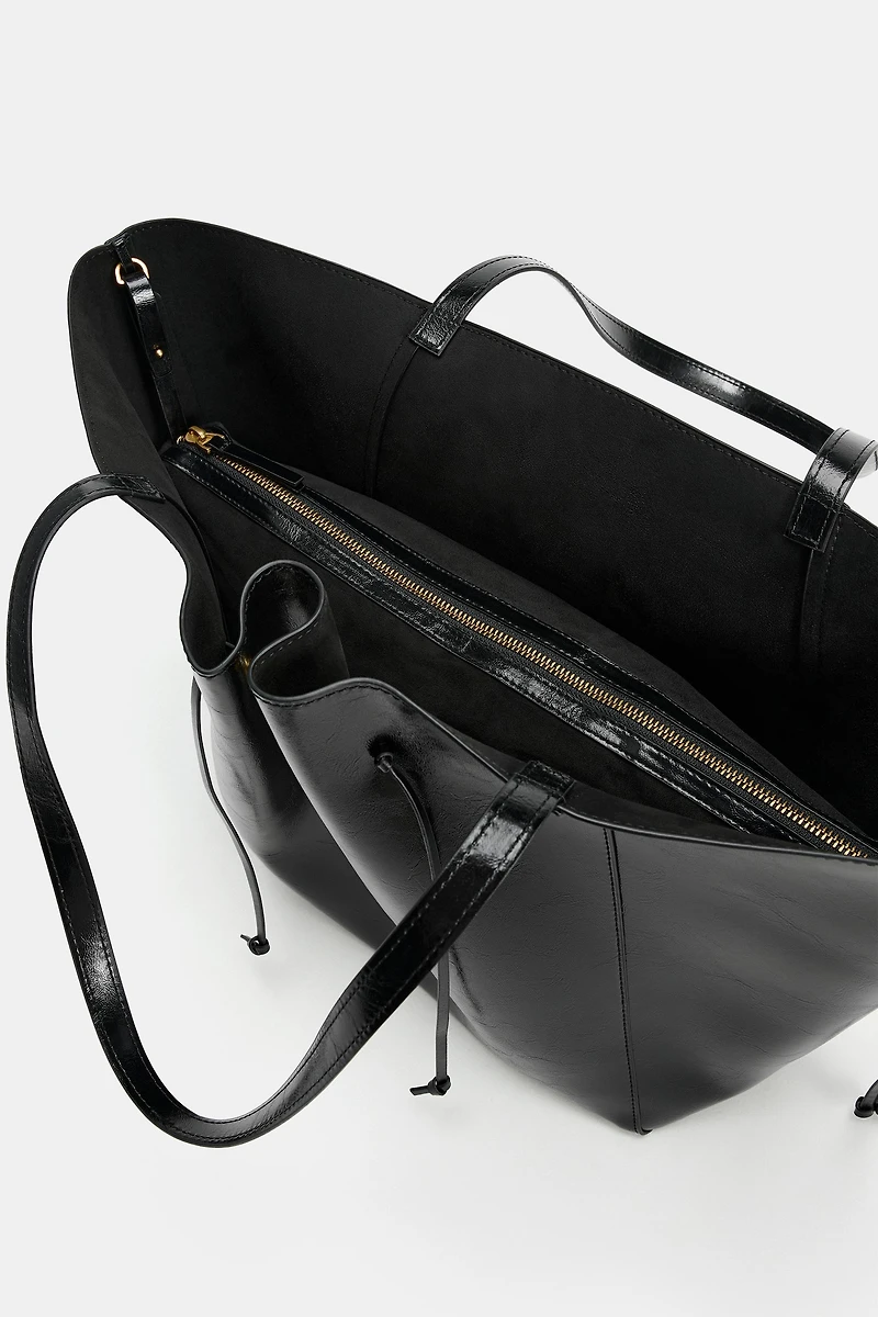 RUCHED SHOPPER TOTE BAG