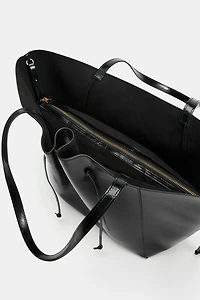 RUCHED SHOPPER TOTE BAG