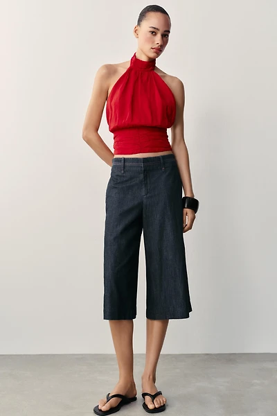 LONG SHORTS WITH CONTRAST TOPSTITCHING