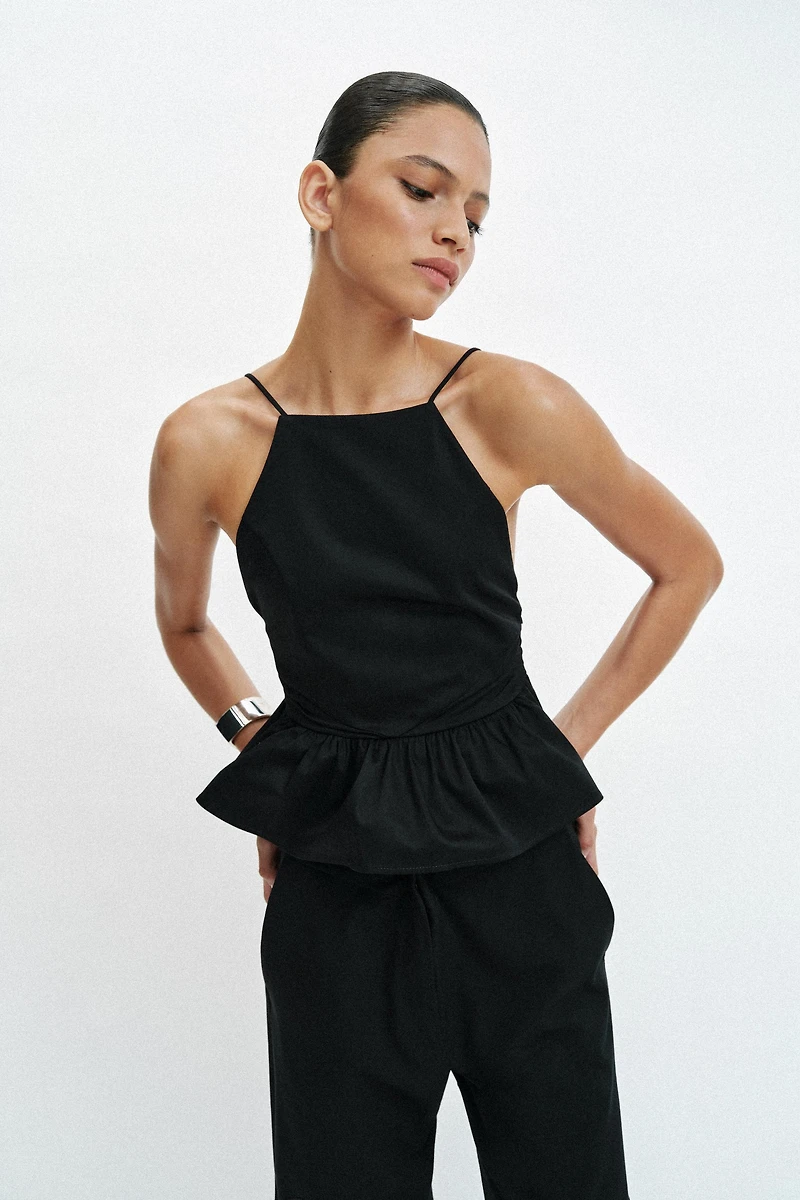 TOP HALTER PÉPLUM