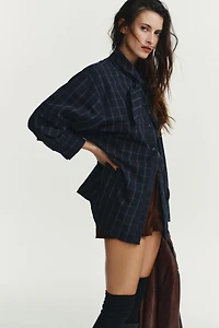 PLAID POPLIN SHIRT WITH SCARF DETAIL