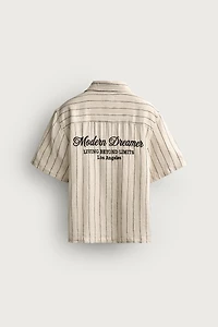 CHEMISE RELAXED FIT À RAYURES ET BRODERIES