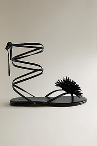 FLORAL LEATHER SANDALS