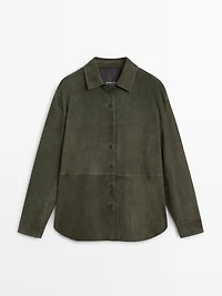 Chemisier coutures en cuir finition daim