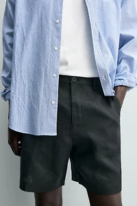 REGULAR FIT 100% LINEN SHORTS