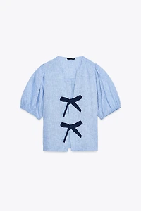 LINEN TIE BLOUSE