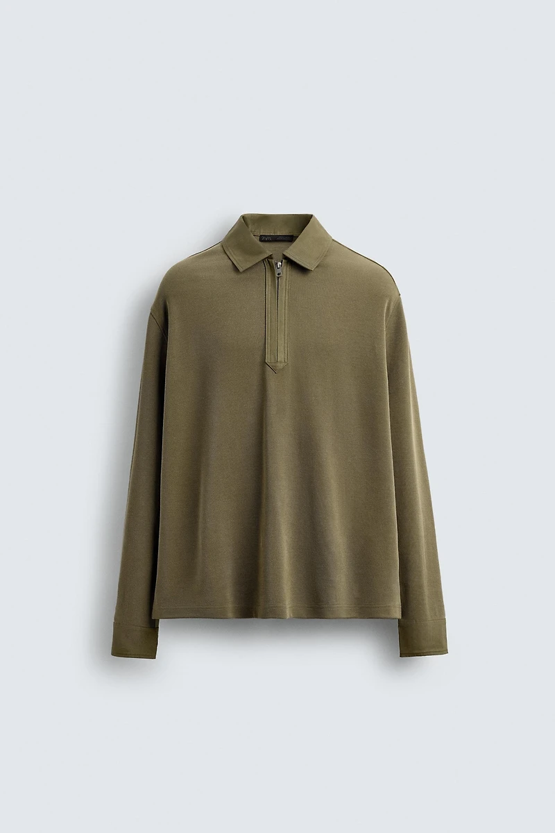 WASHED TEXTURED PIQUÉ POLO SHIRT