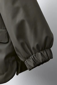 WATER-RESISTANT RUBBERIZED FLEECE-LINED RAINCOAT