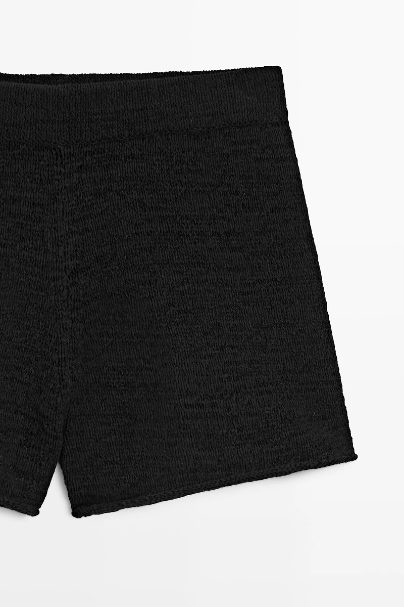 Textured knit shorts