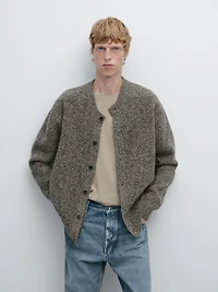 Cardigan en maille chinée 100 % laine