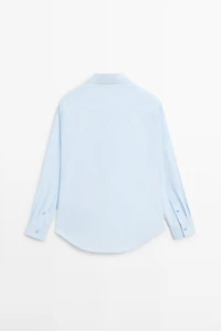 Poplin shirt with hidden buttons