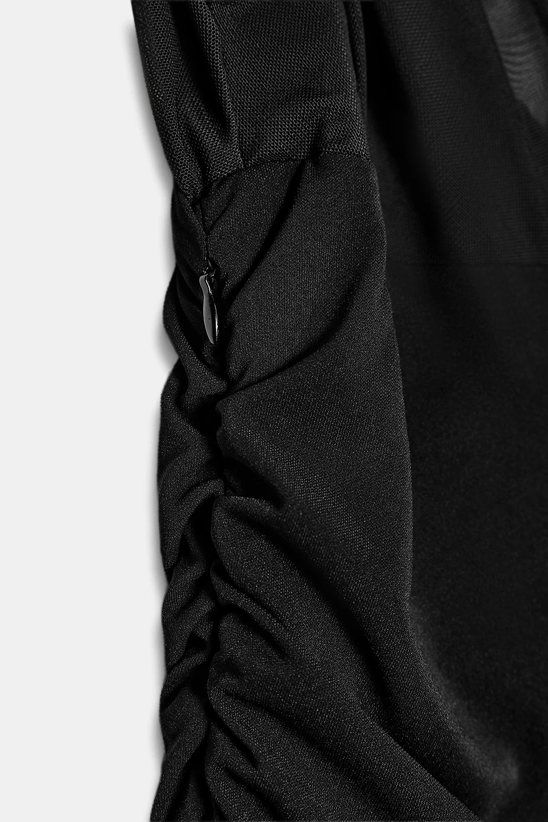 COMBINED DRAPED MIDI DRESS