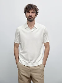 Short sleeve cotton knit polo shirt