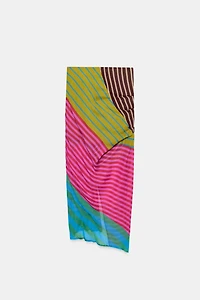 DRAPED STRIPED PAREO SKIRT