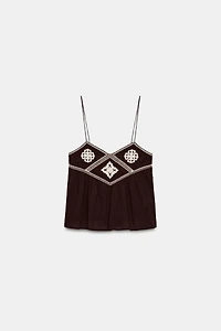 EMBROIDERED STRAP TOP