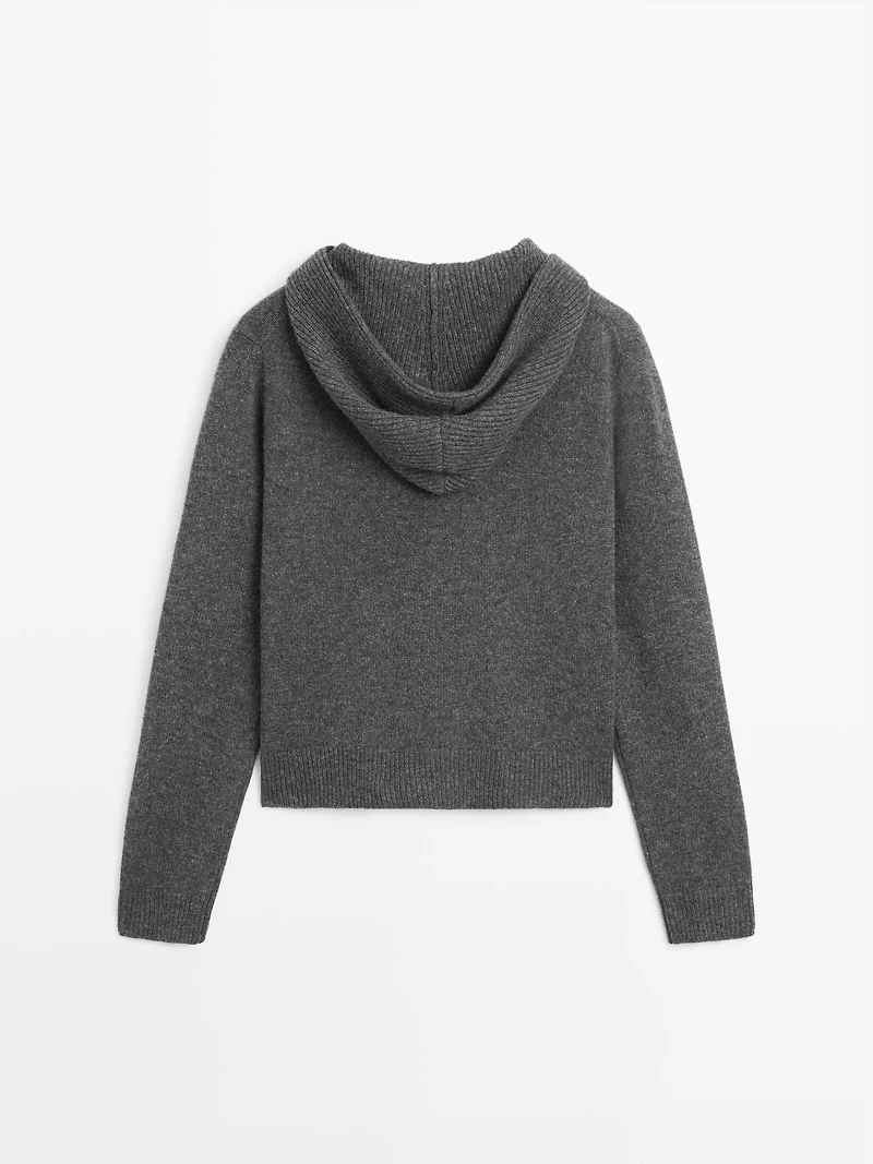Cardigan à capuche 100 % laine