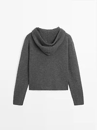 Cardigan à capuche 100 % laine
