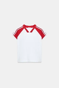 T-SHIRT À MANCHES RAGLAN ET BANDES LATÉRALES