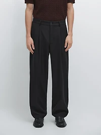 Relaxed fit wool trousers with dart detail