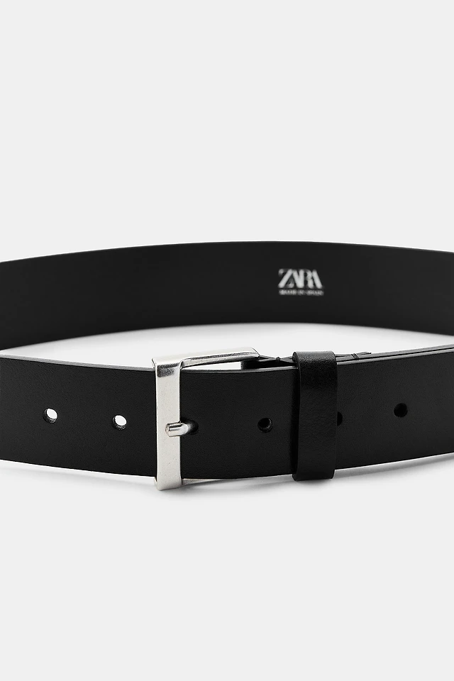 Zara 100% LEATHER THIN BELT WITH RECTANGULAR BUCKLE | Place  display picture 1