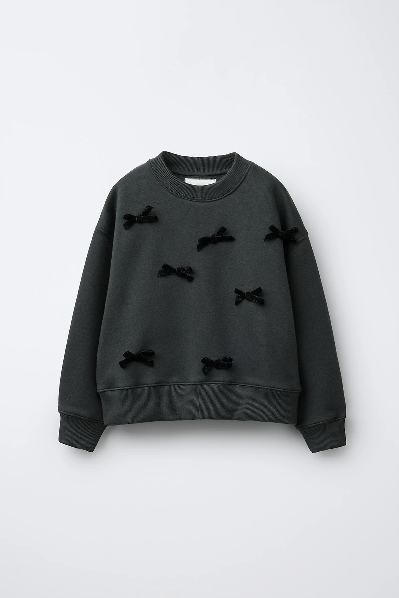 VELVET BOW SWEATSHIRT