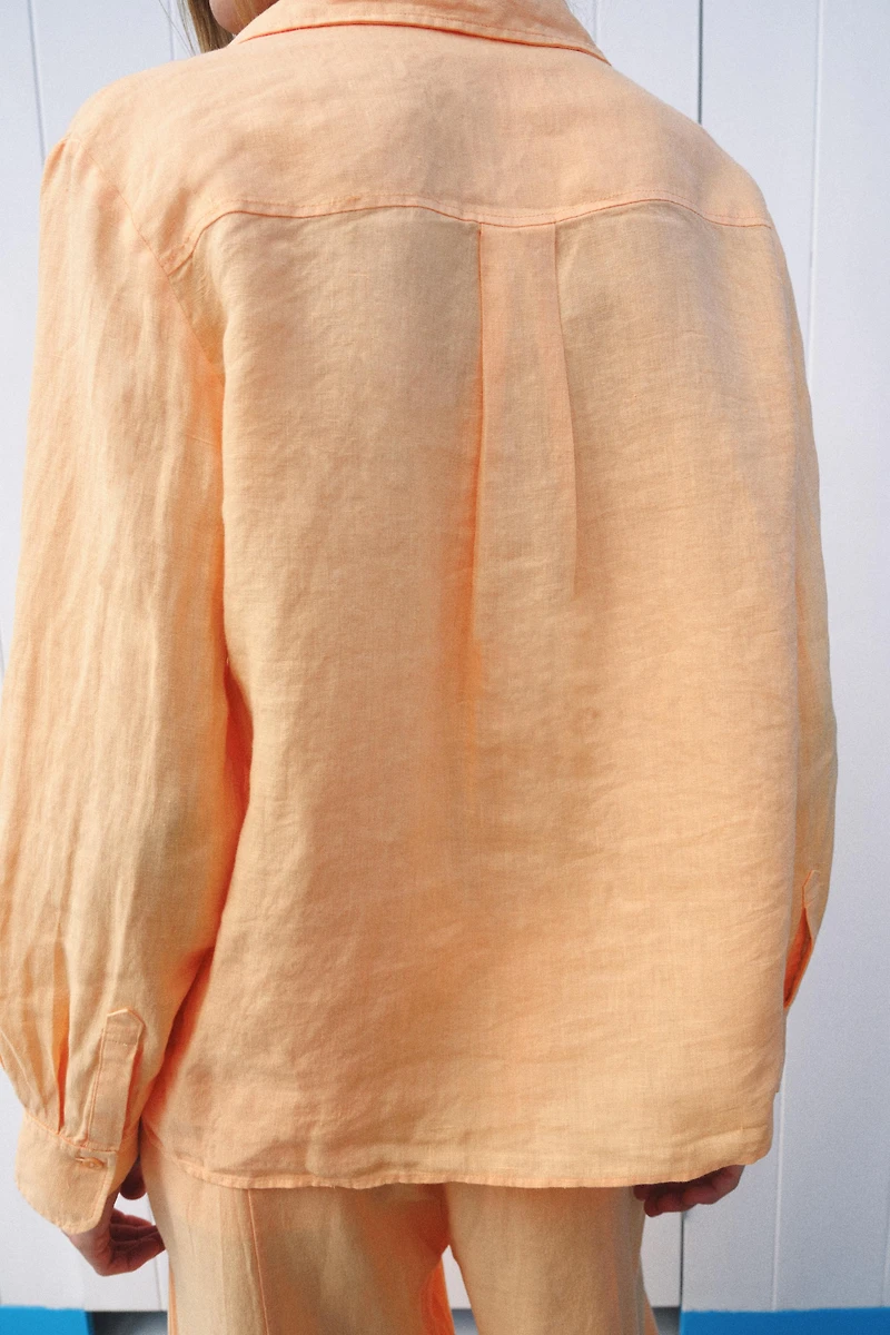 100% LINEN SHIRT WITH POCKET ZW COLLECTION