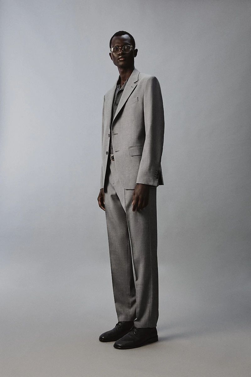 SLIM FIT STRUCTURED SUIT PANTS