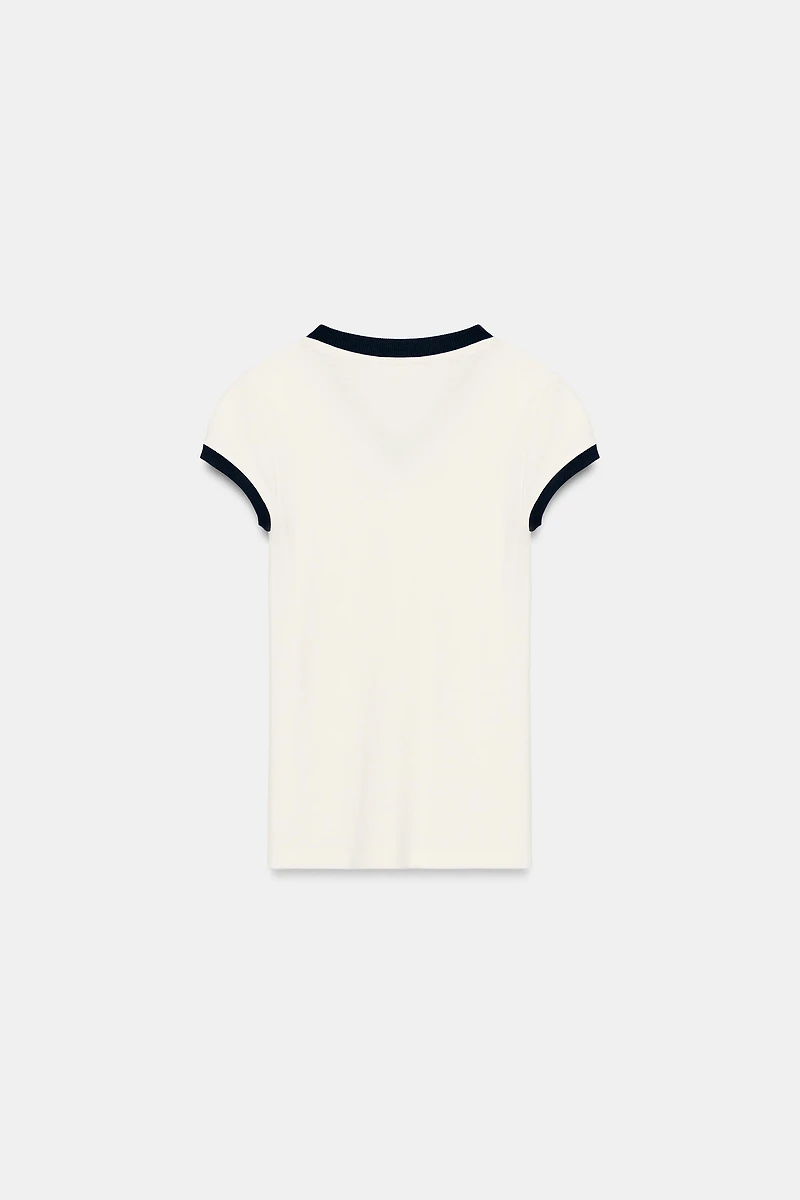 T-SHIRT CÔTELÉ EN CONTRASTE