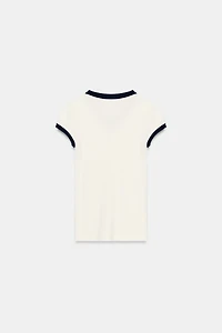 T-SHIRT CÔTELÉ EN CONTRASTE