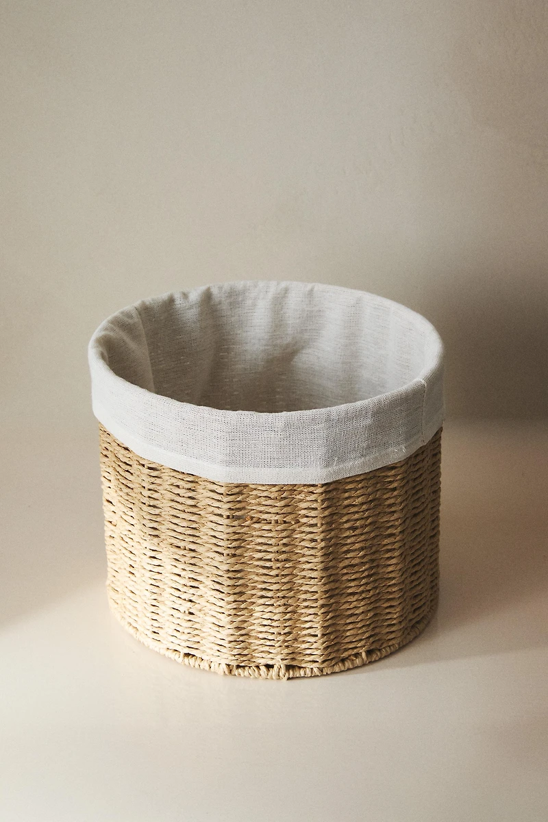 ROUND COTTON-LINED BASKET