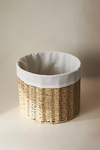 ROUND COTTON-LINED BASKET