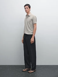 Textured short sleeve polo shirt