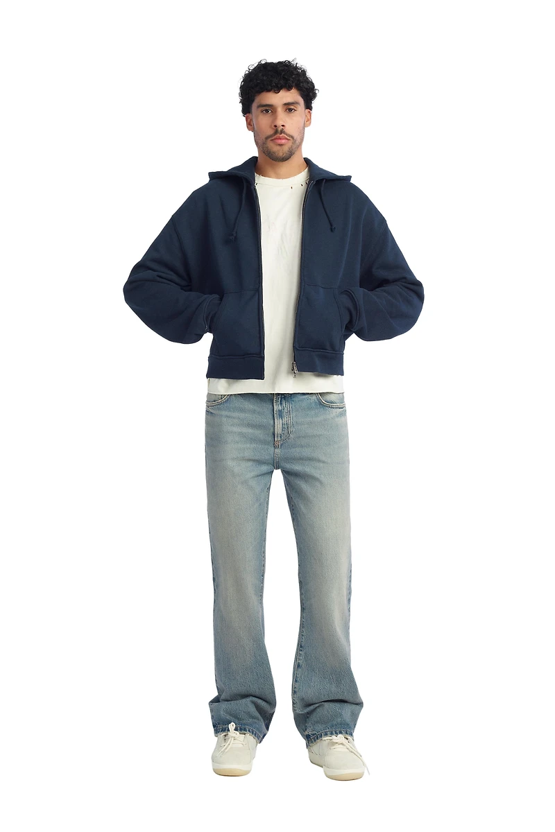 CROPPED FIT ZIPPER HOODIE SWEATSHIRT