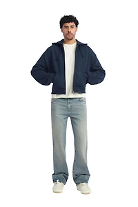 CROPPED FIT ZIPPER HOODIE SWEATSHIRT