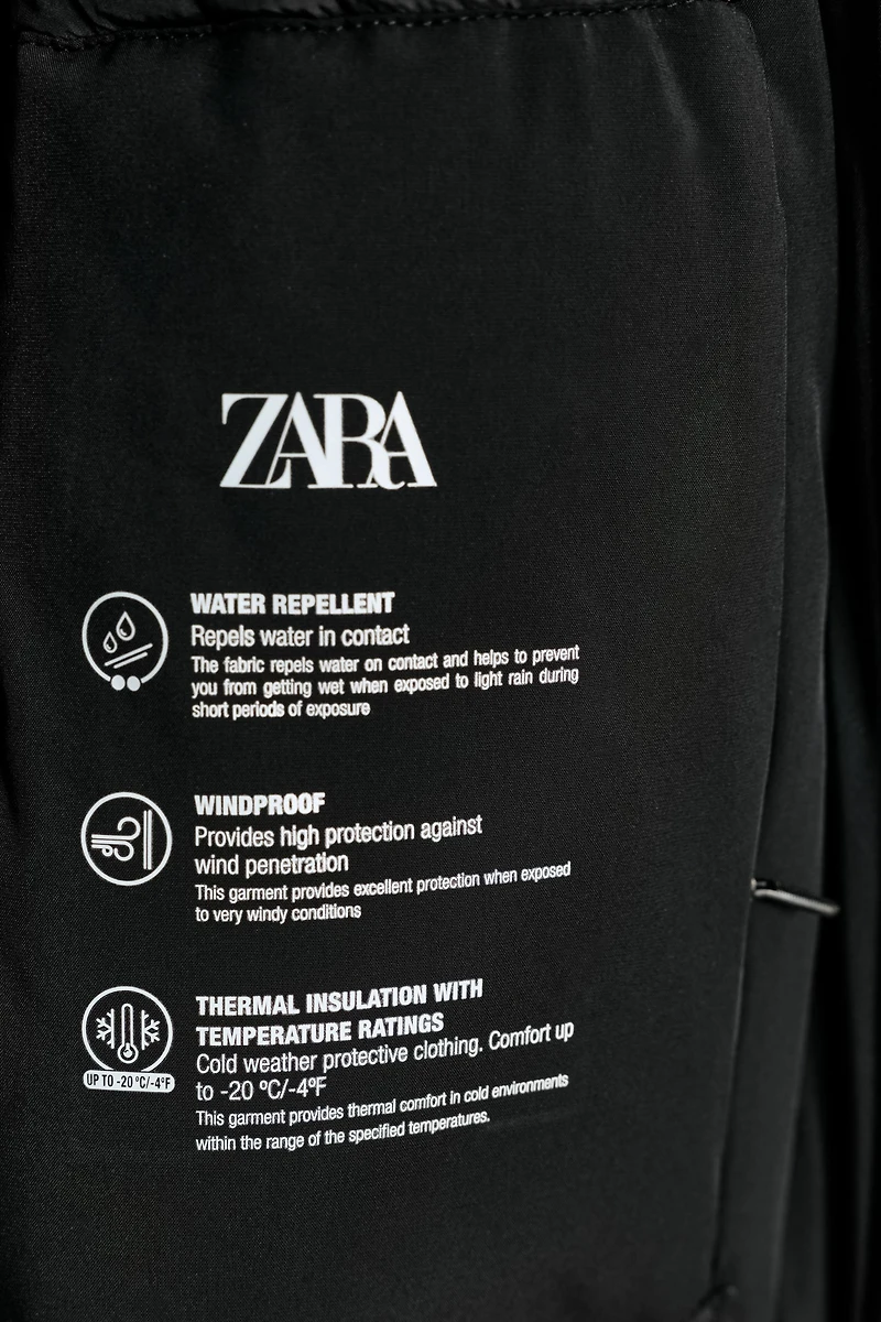 VESTE REMBOURRÉE À CAPUCHE DÉPERLANTE COUPE-VENT